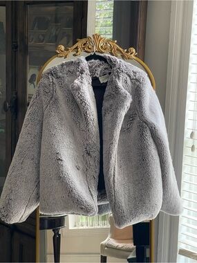 Lost + Wander Grey Faux Fur Jacket